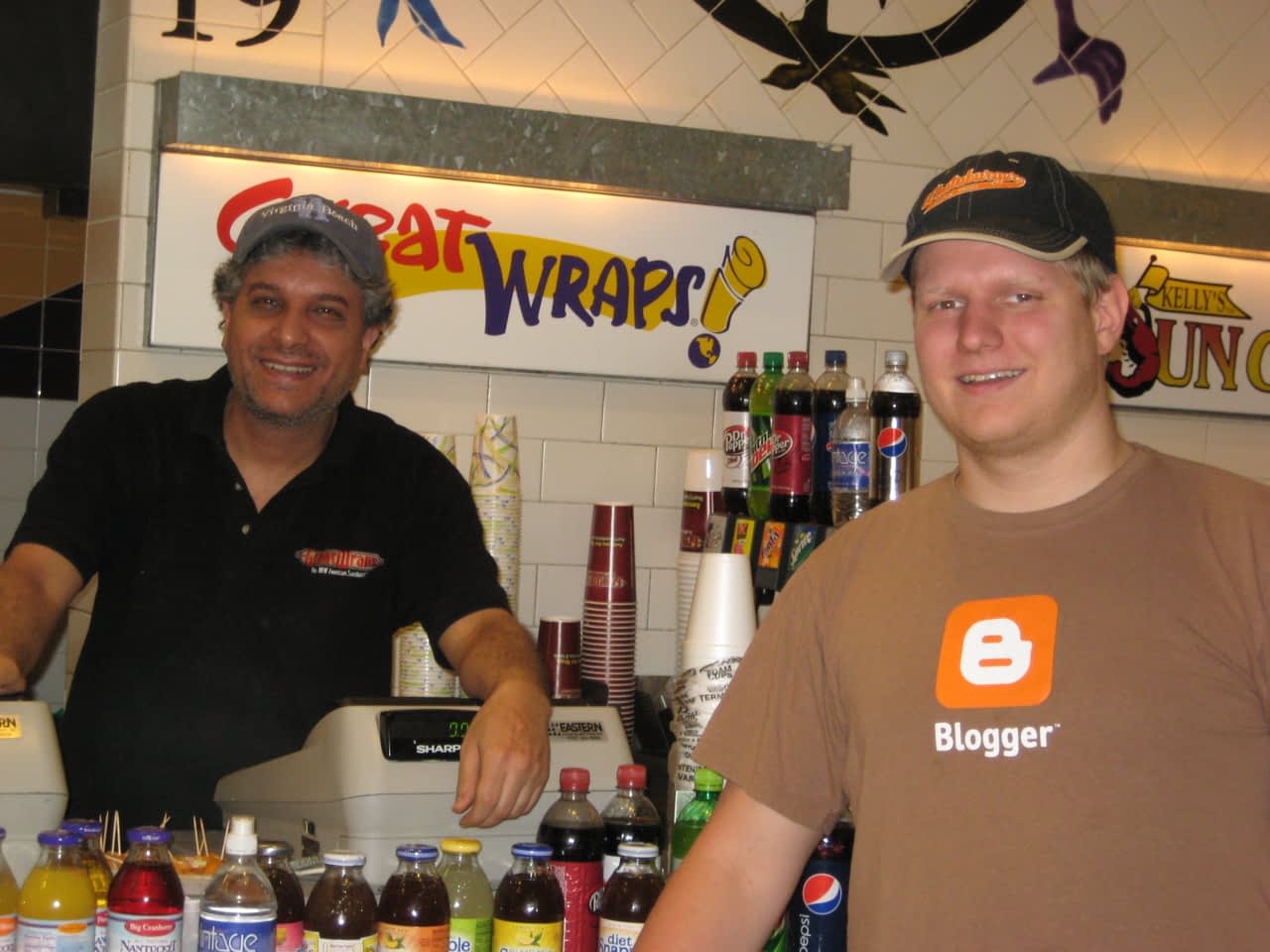 Pat with the manager of Great Wraps