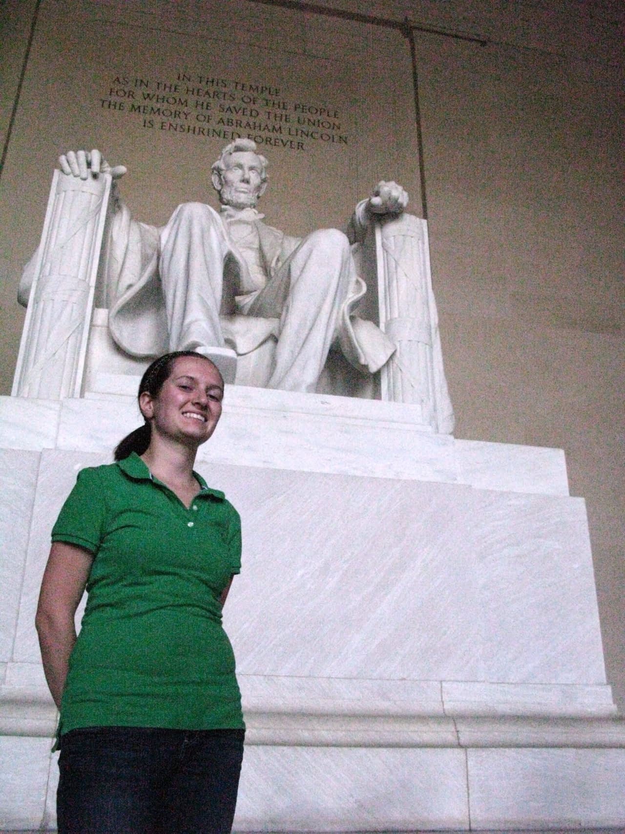 Christine in front of the Lincoln Memorial
