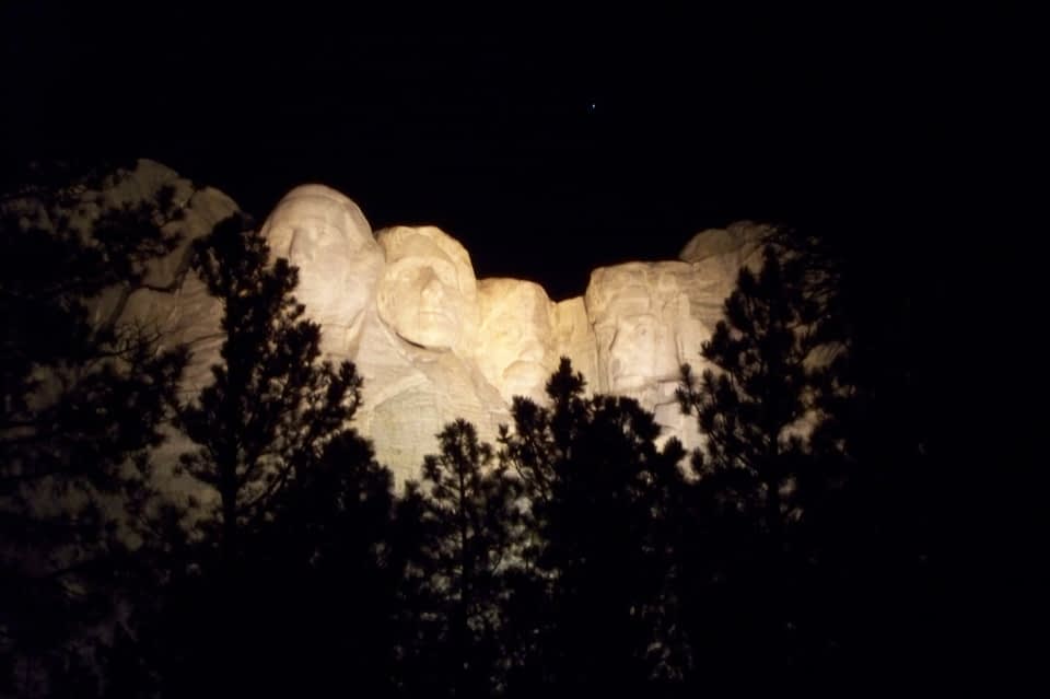 Mount Rushmore at night