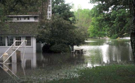 Water outside the Riverside Chapel